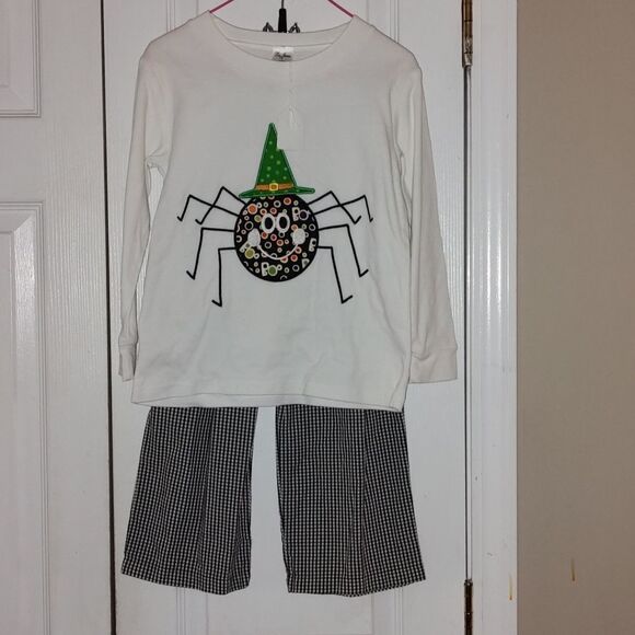 LaJenns embroidered Spider Halloween 2 pc pant and shirt set Sz 4 - Picture 1 of 6